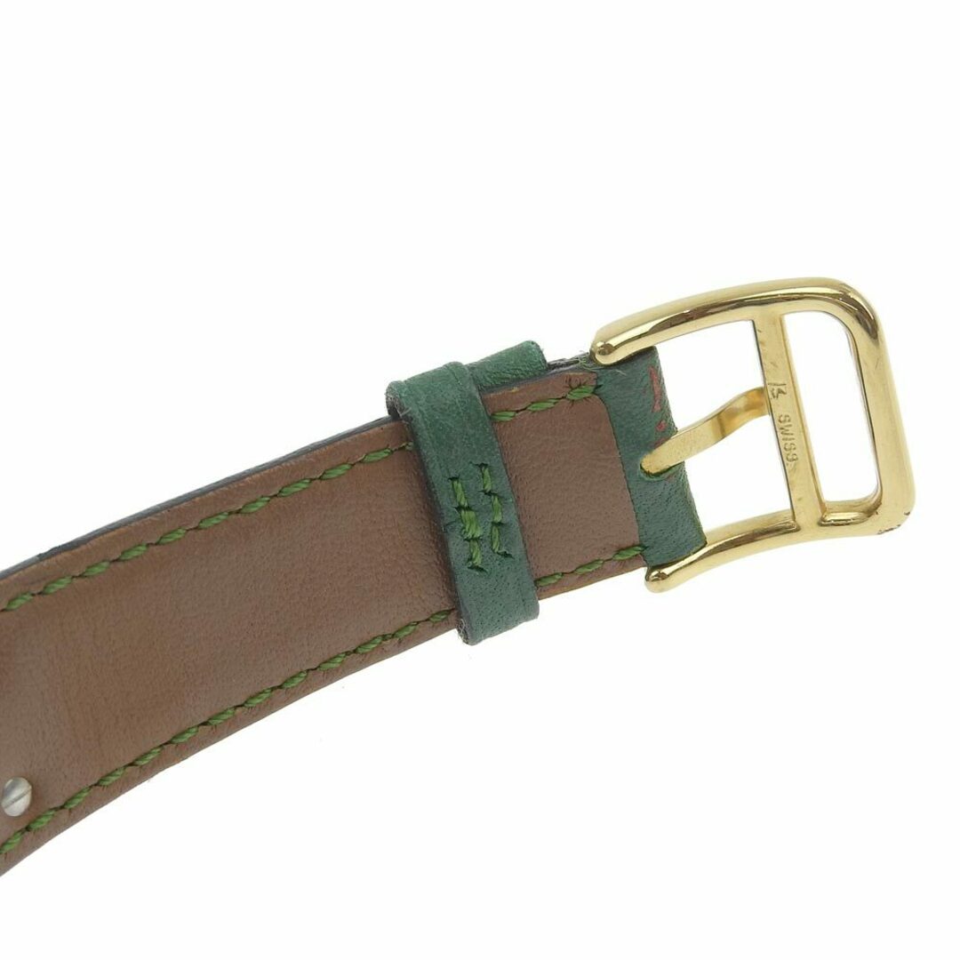 HERMES】エルメス メドール 金メッキ×レザー グリーン クオーツ HERMES】エルメス メドール 金メッキ×レザー グリーン クオーツ
