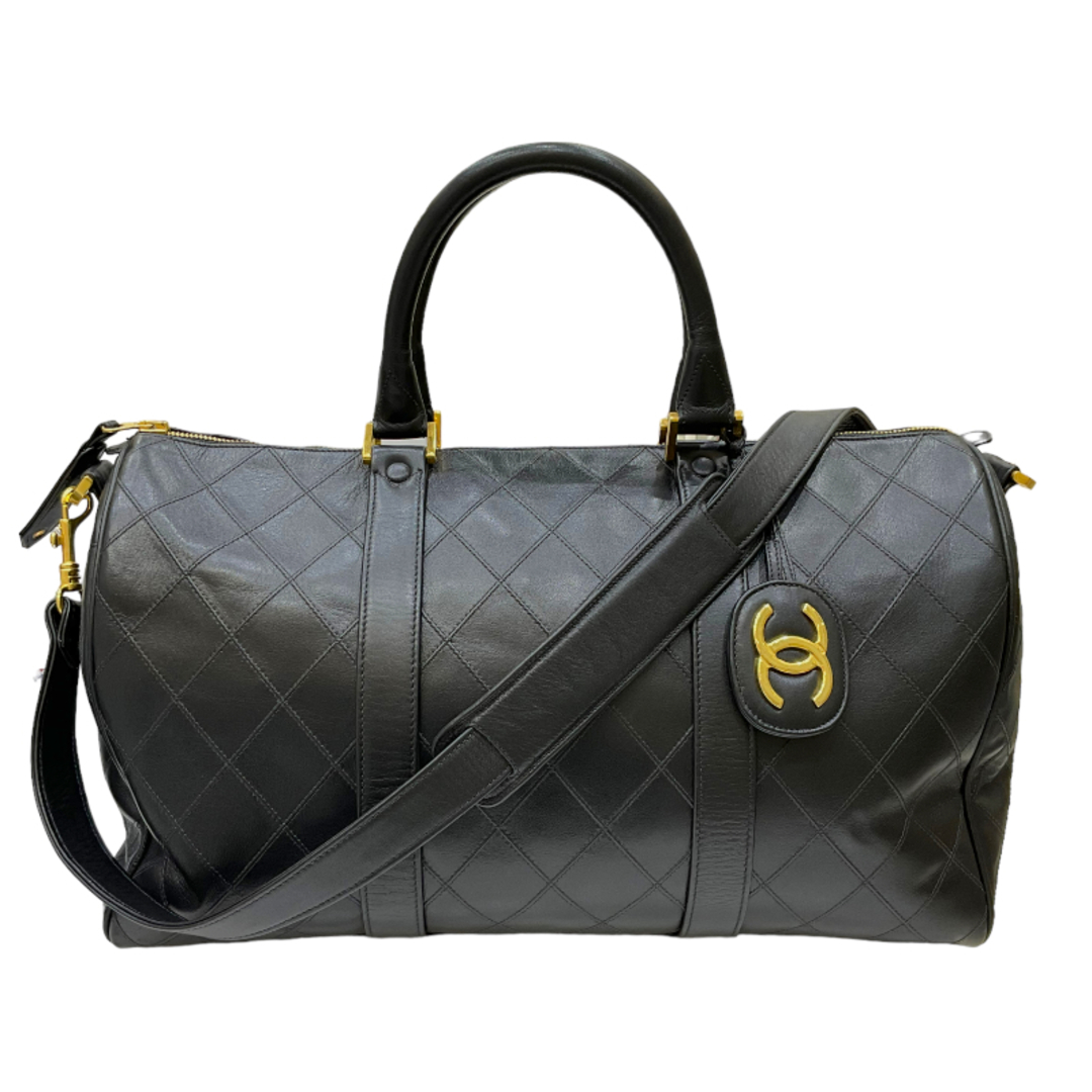 CHANEL - 　シャネル CHANEL ビコローレ ボストンバッグ 1番台 ブラック ゴールド金具 カーフスキン レディース ボストンバッグ