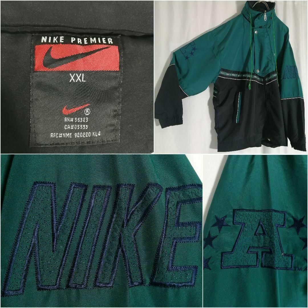 NIKE - 90s NIKE ナイロンジャケット バックロゴ刺繍 グリーン NIKE - 90s NIKE ナイロンジャケット バックロゴ刺繍 グリーン