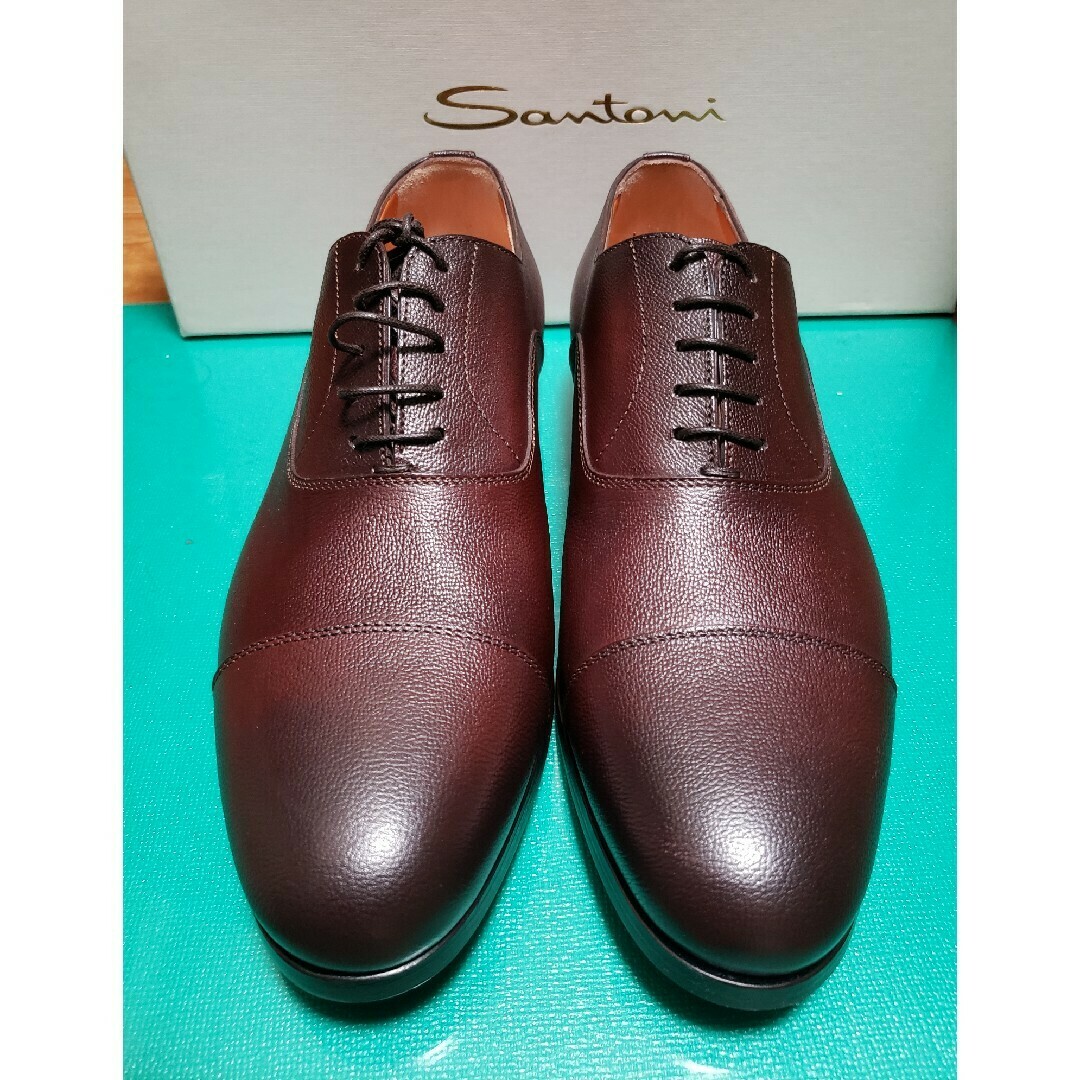 未使用】Santoni サントーニ ストレートチップ バーガンディ 5ハーフ 未使用】Santoni サントーニ ストレートチップ バーガンディ 5ハーフ