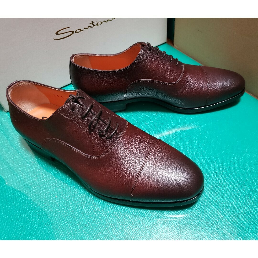 未使用】Santoni サントーニ ストレートチップ バーガンディ 5ハーフ 未使用】Santoni サントーニ ストレートチップ バーガンディ 5ハーフ