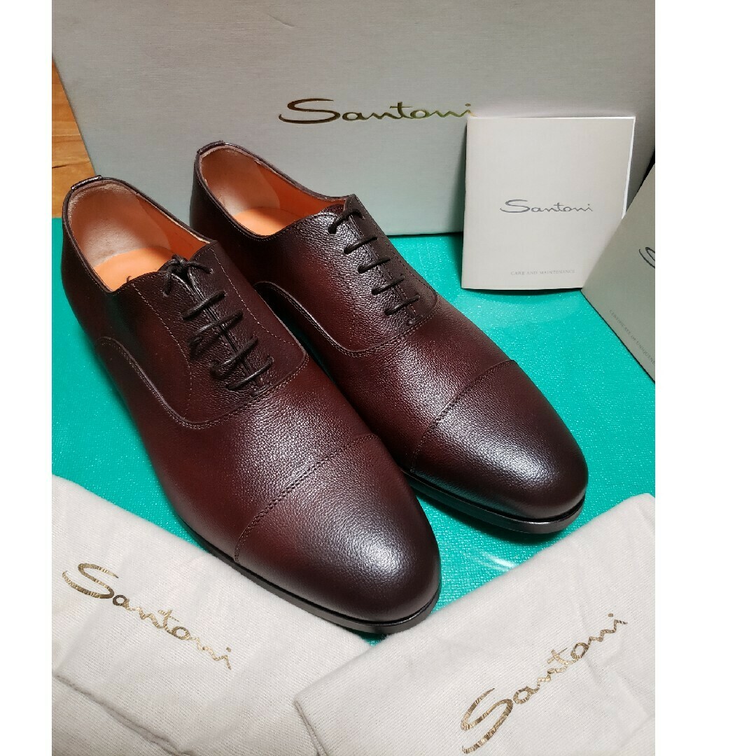 未使用】Santoni サントーニ ストレートチップ バーガンディ 5ハーフ 未使用】Santoni サントーニ ストレートチップ バーガンディ 5ハーフ