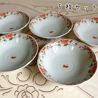 有田焼 - 有田焼 林斎 赤絵 花紋 輪花鉢 5枚セット 取り皿 中鉢 有田焼 - 有田焼 林斎 赤絵 花紋 輪花鉢 5枚セット 取り皿 中鉢
