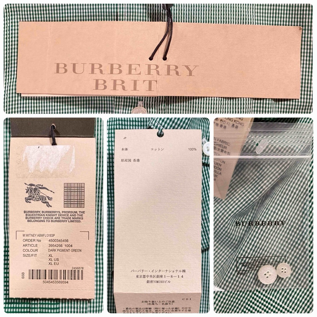 未使用タグ付 BURBERRYバーバリーブリット ボタンダウンシャツ チェック 