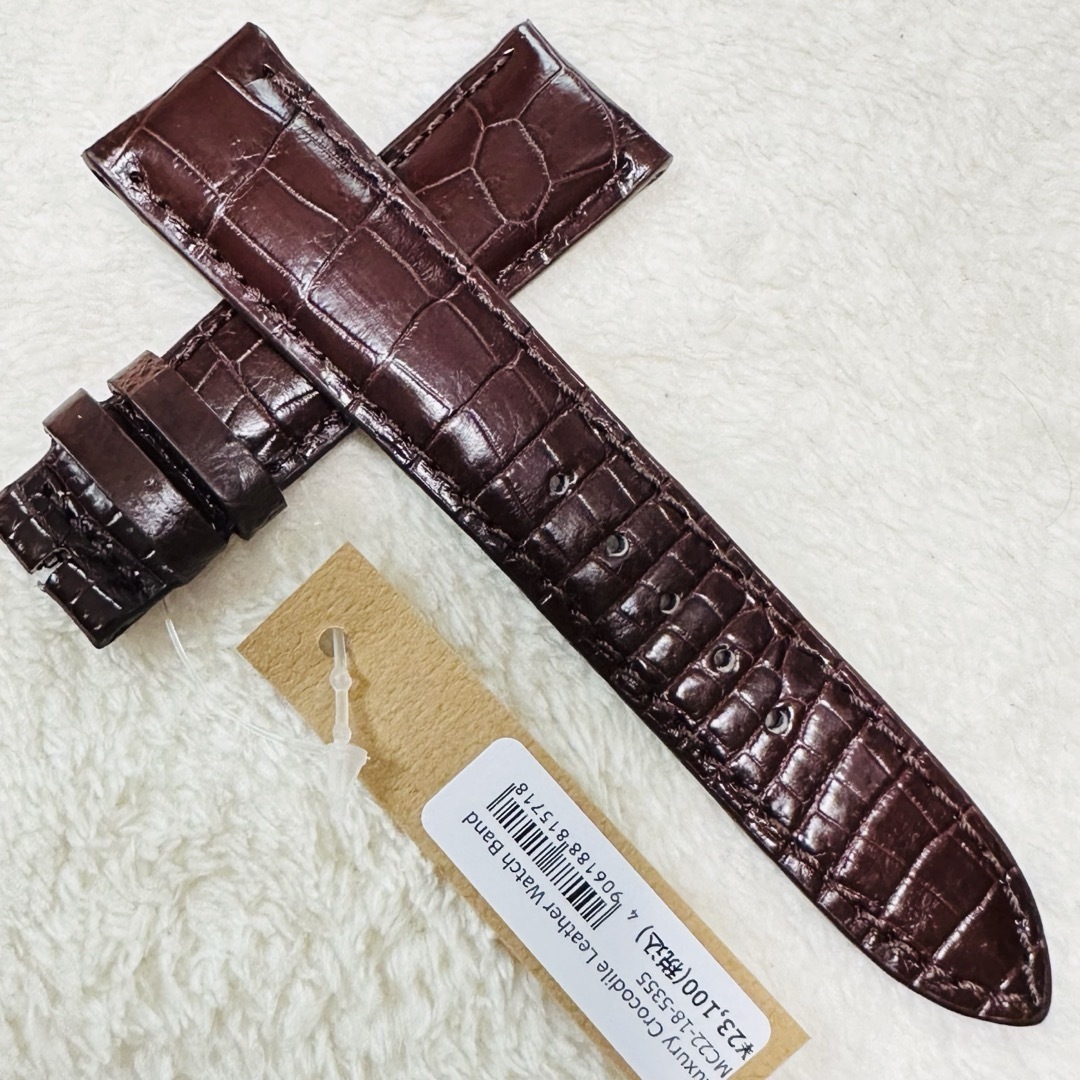 【最安値挑戦】 5355#22mm-18mmダークブラウン☆本物クロコダイル腕時計用ベルト 時計