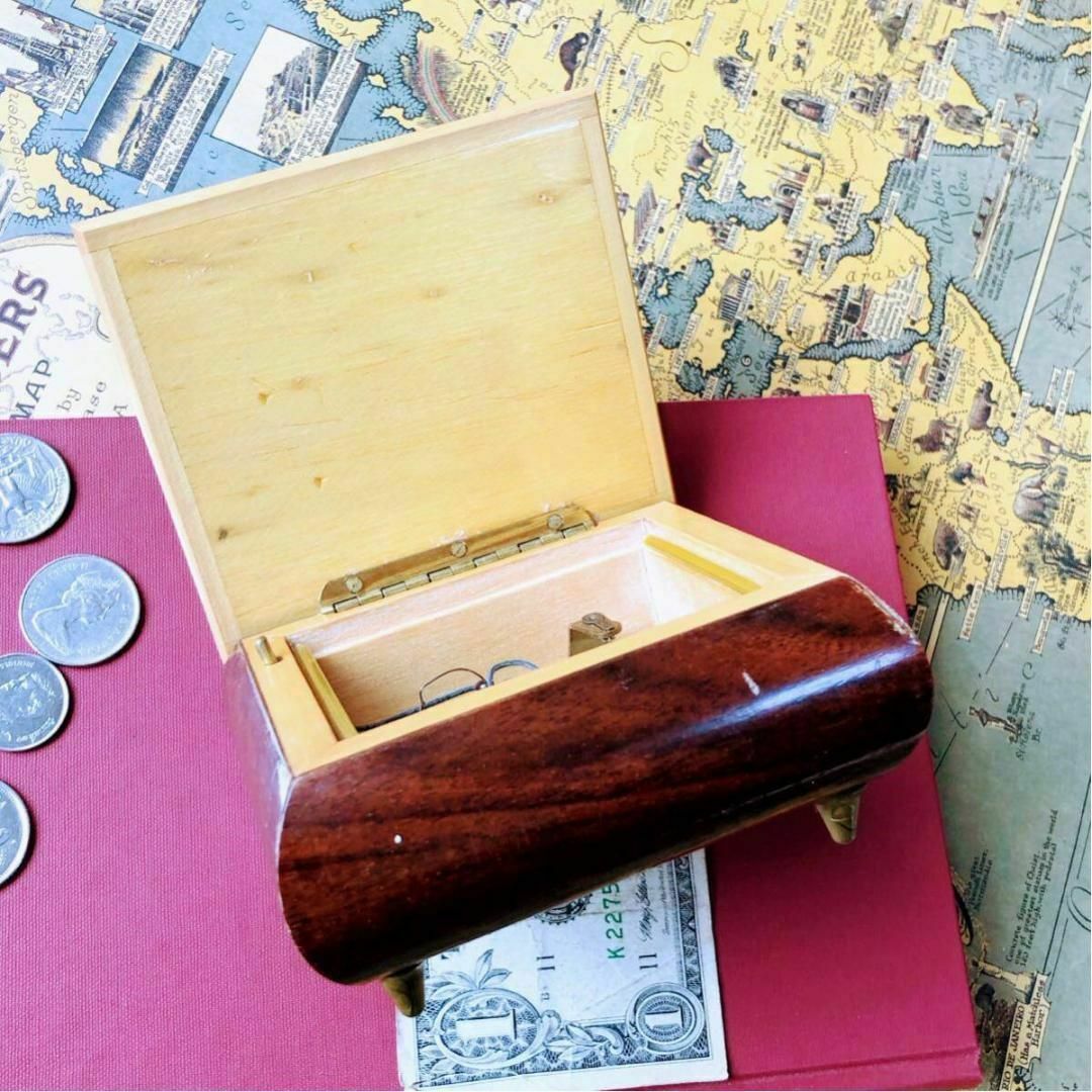 人気 3227【シックで可愛い】リュージュ オルゴール 1970年代 動作品 アンティーク雑貨