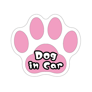 肉球 dog in car ステッカー 白ベースピンク肉球 カーステッカー(犬)