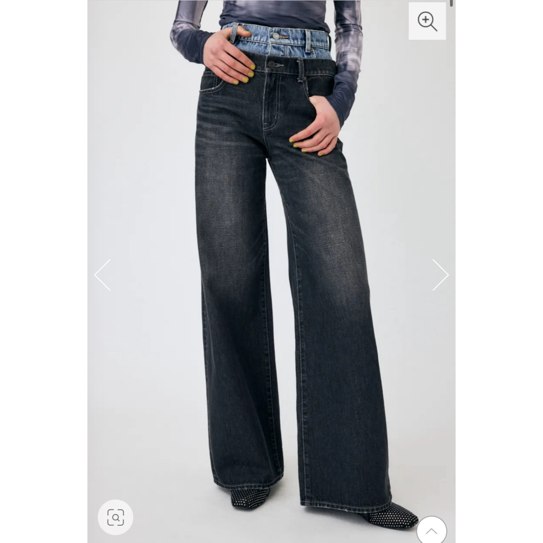 moussy - moussy W WAIST WIDE LEG STRAIGHT デニムの通販 by moussy - moussy W WAIST WIDE LEG STRAIGHT デニムの通販 by