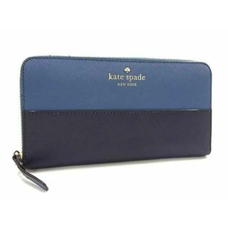 ケイトスペードニューヨーク(kate spade NEW YORK)のkate spade ケイトスペード PWRU3898 レザー ラウンドファスナー 長財布 ウォレット 札入れ 小銭入れ レディース ネイビー系 DF8724(財布)