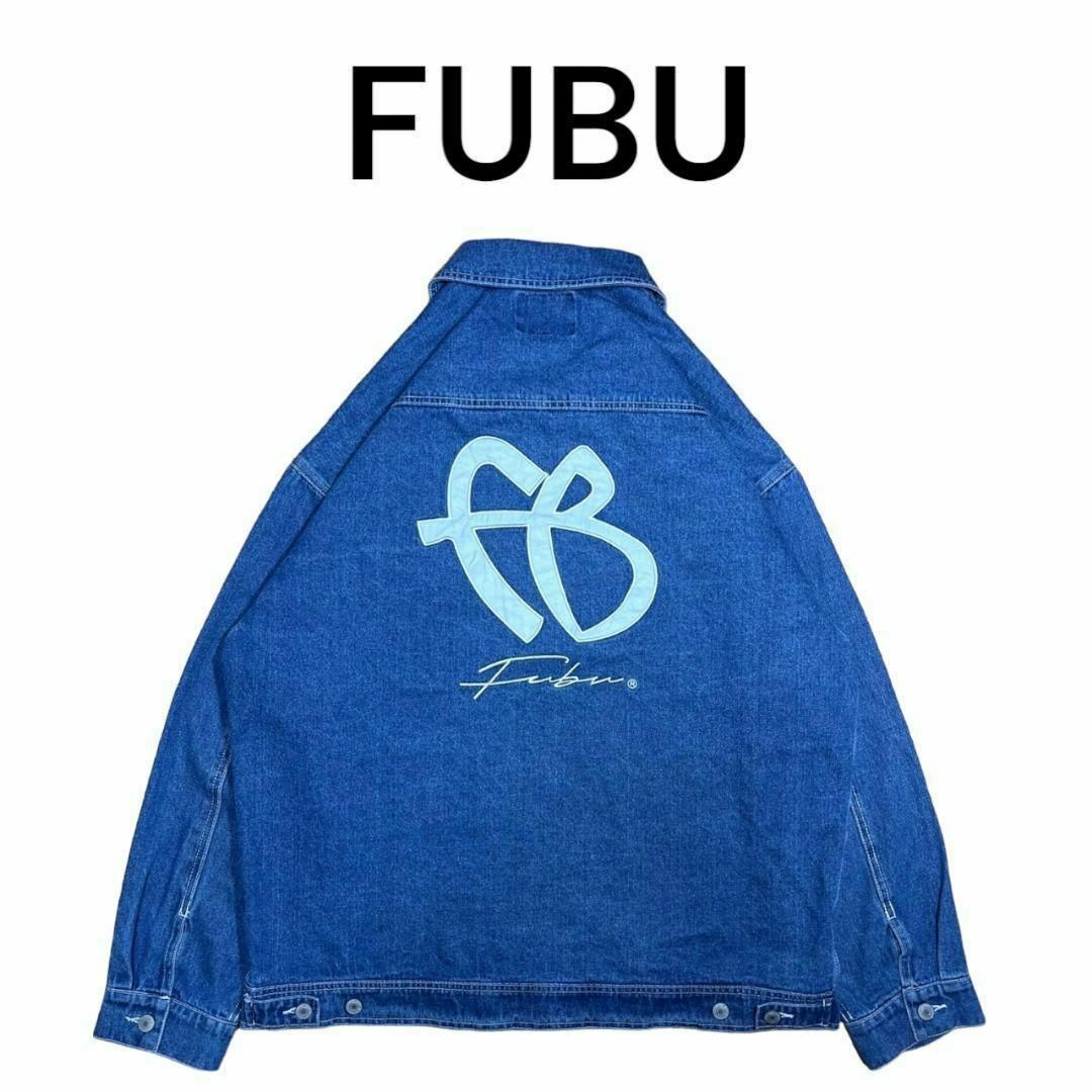 FUBU ビッグロゴ刺繍 デニムジャケット Gジャン フブ FUBU ビッグロゴ刺繍 デニムジャケット Gジャン フブ