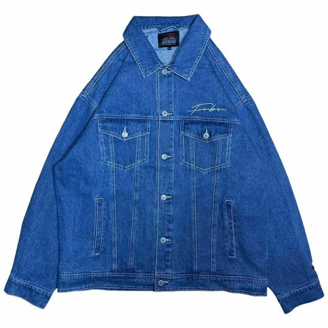 FUBU ビッグロゴ刺繍 デニムジャケット Gジャン フブ FUBU ビッグロゴ刺繍 デニムジャケット Gジャン フブ