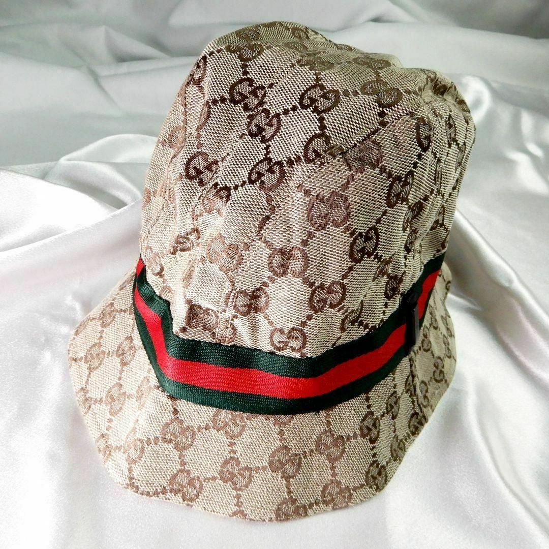 GUCCI - 極美品!GUCCI バケットハット GGキャンバス シェリー GUCCI - 極美品!GUCCI バケットハット GGキャンバス シェリー
