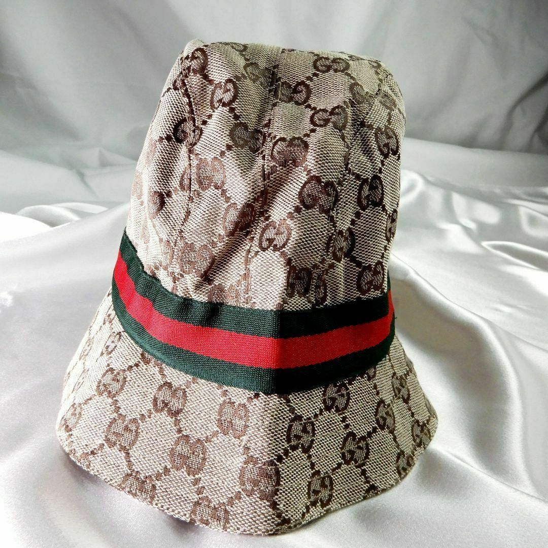 GUCCI - 極美品!GUCCI バケットハット GGキャンバス シェリー GUCCI - 極美品!GUCCI バケットハット GGキャンバス シェリー