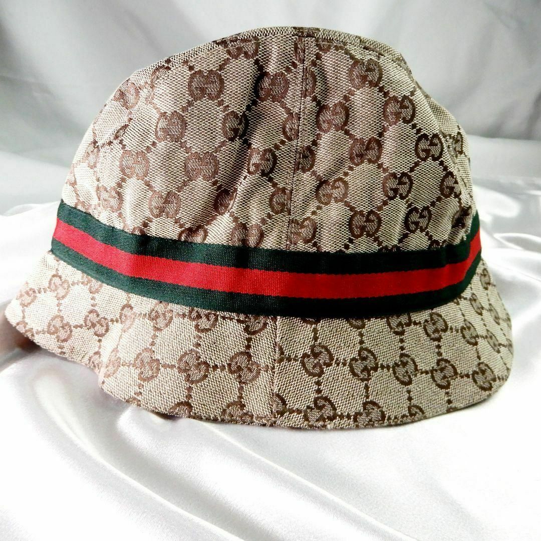GUCCI - 極美品!GUCCI バケットハット GGキャンバス シェリー GUCCI - 極美品!GUCCI バケットハット GGキャンバス シェリー
