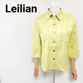 レリアン(leilian)のレリアン Leilian 七分袖シャツ ブラウス 胸ポケット付き 黄色 綿 9(シャツ/ブラウス(長袖/七分))