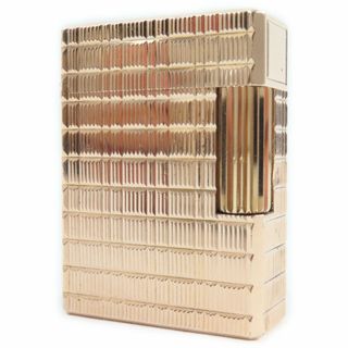 デュポン(DUPONT)の美品●Dupont デュポン ライン1 ショート ブロックチェック 総柄 ローラー式 喫煙グッズ ガスライター ゴールド フランス製 メンズ 着火確認済み(タバコグッズ)
