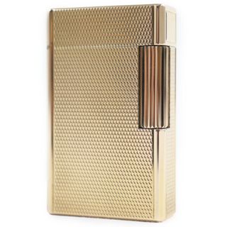 デュポン(DUPONT)の美品●Dupont デュポン ライン1 ロング 総柄 ローラー式 喫煙グッズ ガスライター ゴールド フランス製 メンズ 着火確認済み(タバコグッズ)