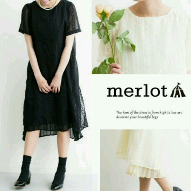 merlot(メルロー)の再入荷 新作 メルロー フォーマルワンピース バックプリーツ ドレスアップ 黒 レディースのフォーマル/ドレス(ミディアムドレス)の商品写真