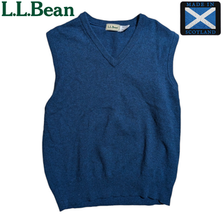 エルエルビーン(L.L.Bean)のL.L.Bean グリーンブルー スコットランドウール Vネックニットベスト(ベスト)