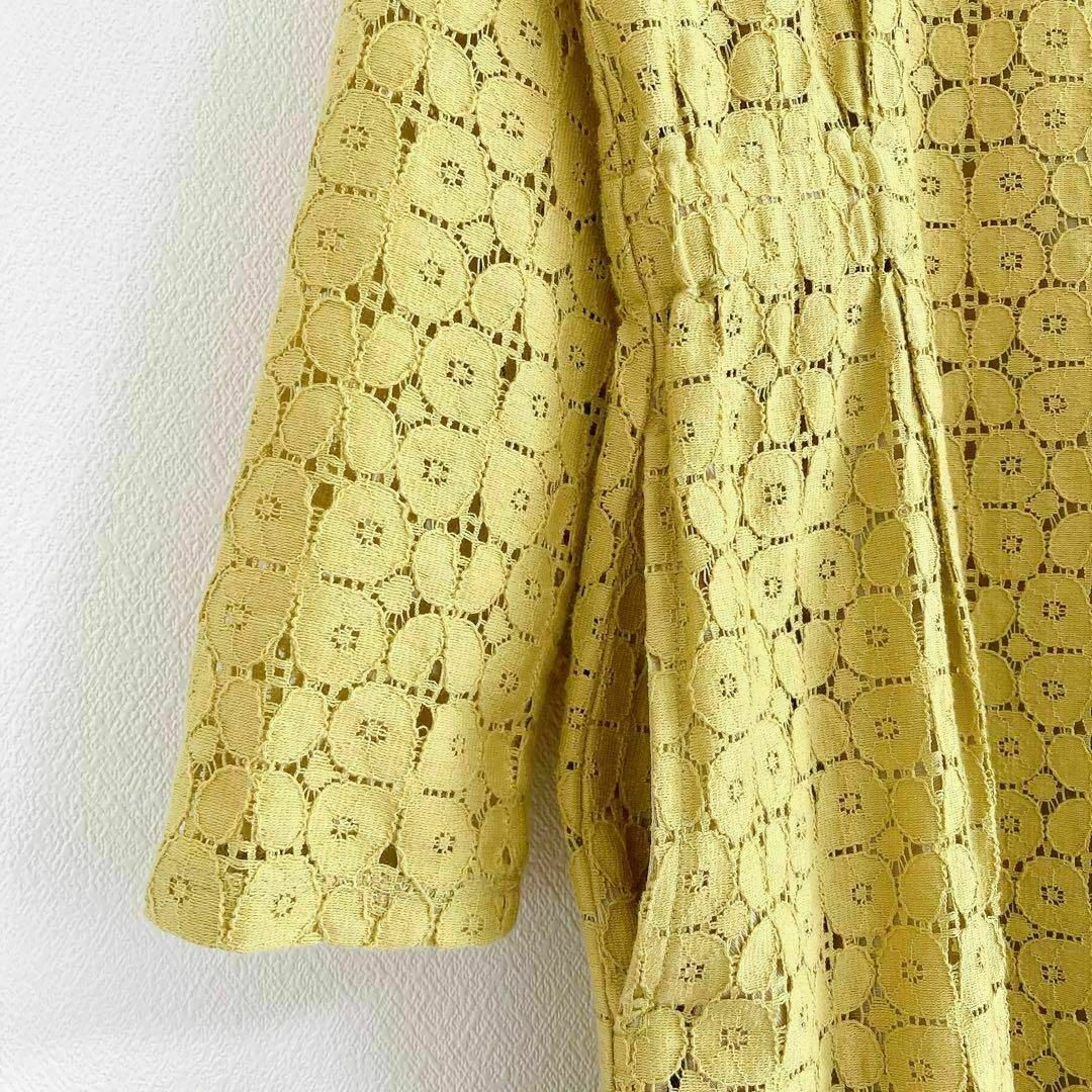 サリースコット sally scott 総レース ワンピース 綿麻 イエロー M サリースコット sally scott 総レース ワンピース 綿麻 イエロー M