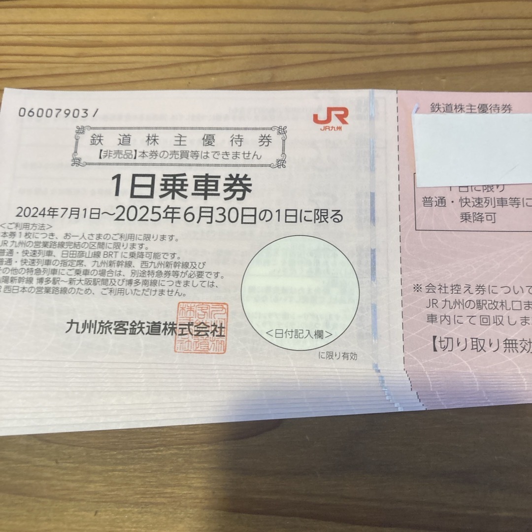 JR九州株主優待券1日乗車券12枚 JR九州株主優待券1日乗車券12枚