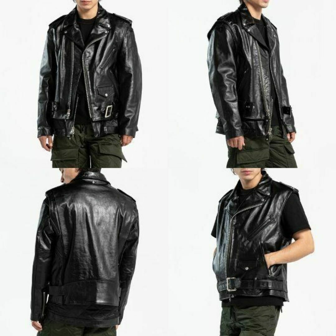 sacai - サイズ2 SACAI 22AW Schott レザーライダースジャケット sacai - サイズ2 SACAI 22AW Schott レザーライダースジャケット