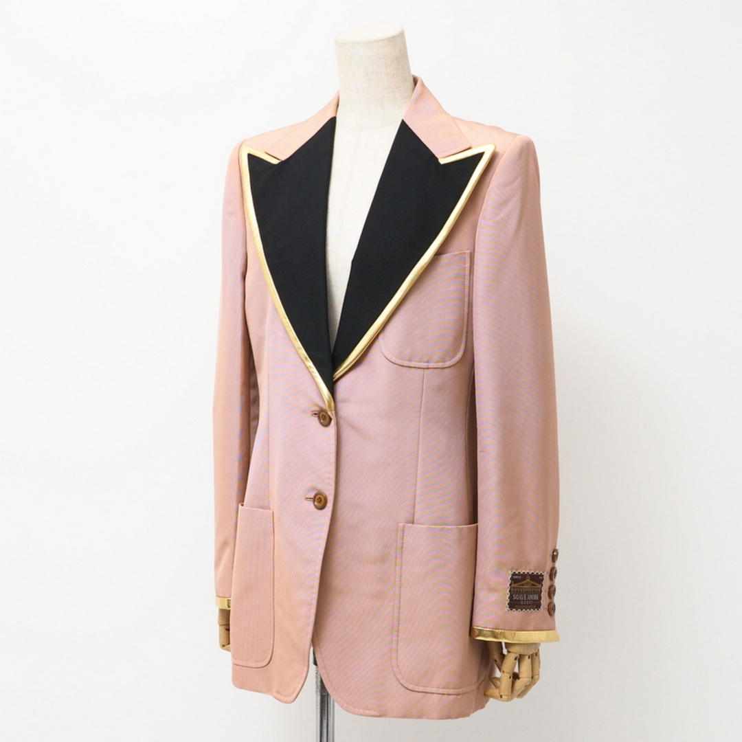 GUCCI - ■未使用品■2020年製■GUCCI グッチ テーラードジャケット サイズ42 ブレザー ピンク/ブラック/ゴールド イタリア製 20240923/RA1293