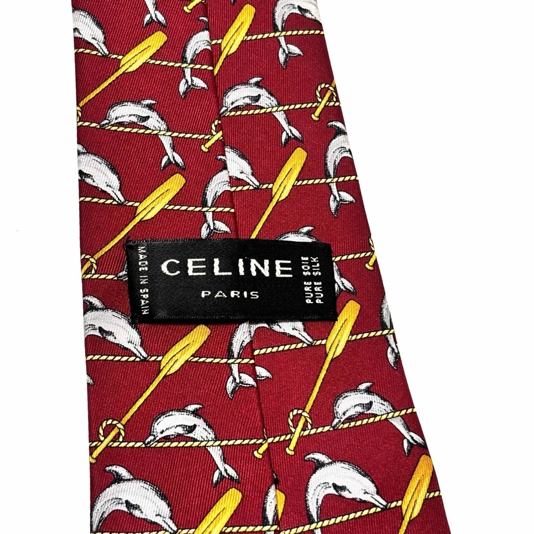 CELINE - 極美品✨ セリーヌ ネクタイ ボルドー イルカ シルク CELINE - 極美品✨ セリーヌ ネクタイ ボルドー イルカ シルク