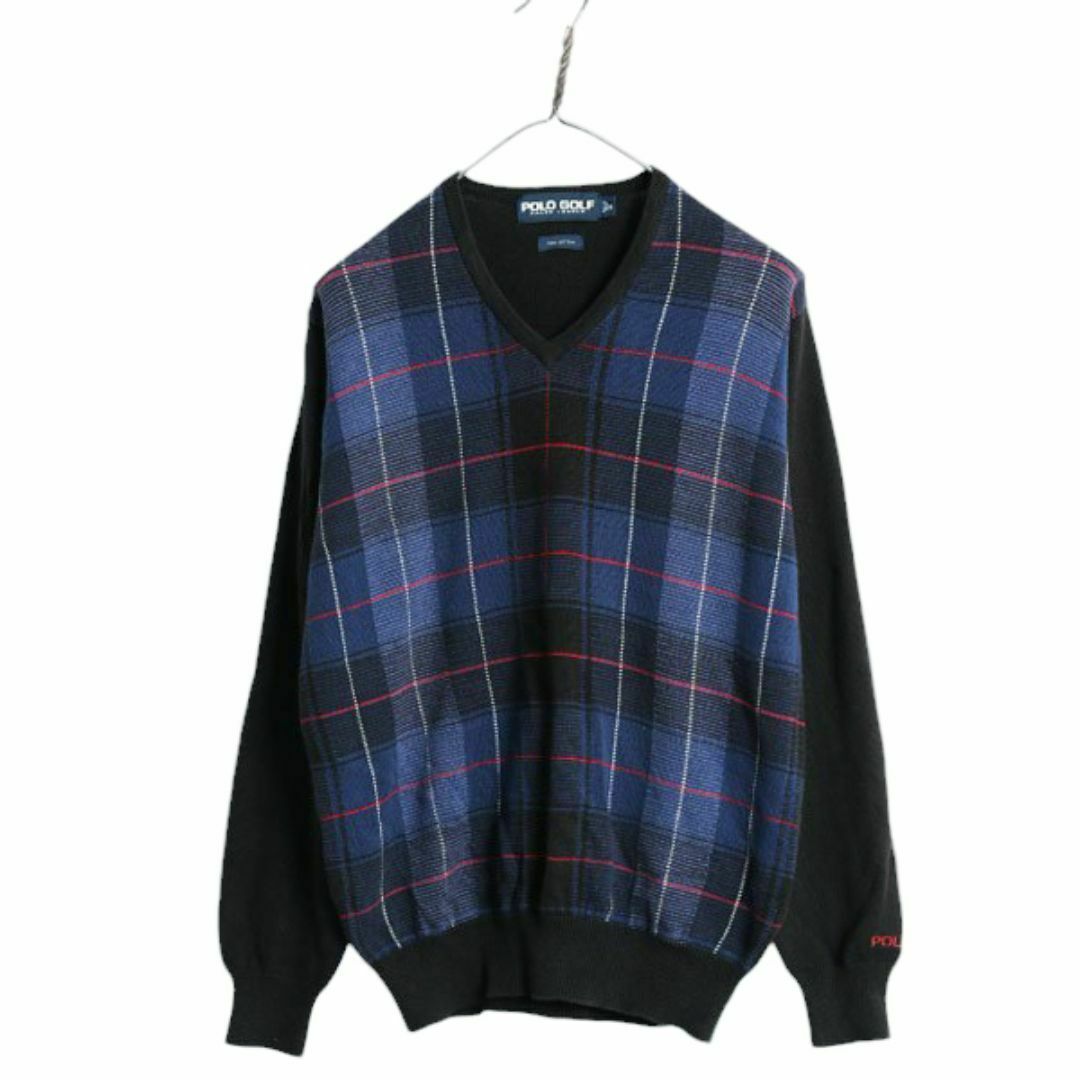 90s ポロゴルフ チェック コットン ニット セーター メンズ S 90s ポロゴルフ チェック コットン ニット セーター メンズ S