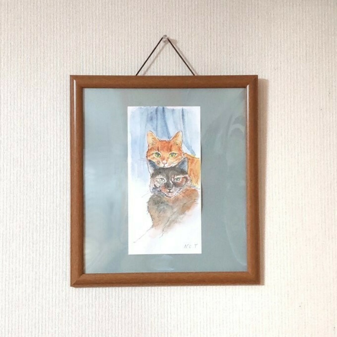 手描き 猫の絵 ねこ 二匹 イラスト 絵 一点もの 原画の通販 by 手描き 猫の絵 ねこ 二匹 イラスト 絵 一点もの 原画の通販 by