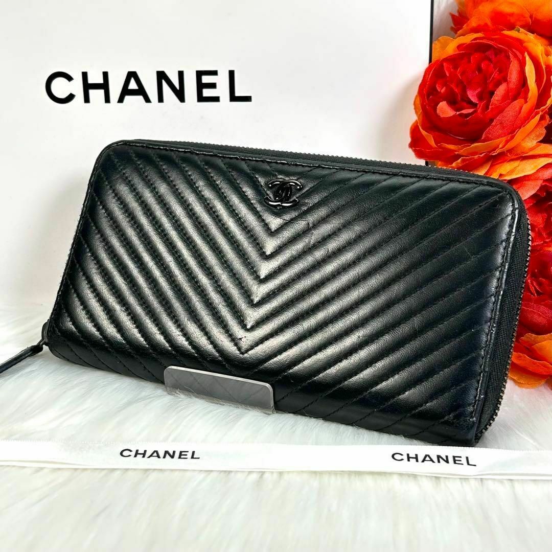 CHANEL - 希少✨シャネル CHANEL Vステッチ シェブロン 長財布 CHANEL - 希少✨シャネル CHANEL Vステッチ シェブロン 長財布