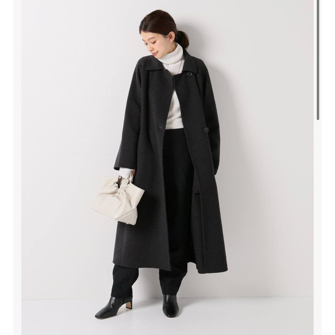 IENA MANTECO PURE ダブルフェイスステンカラーコートダークグレー IENA MANTECO PURE ダブルフェイスステンカラーコートダークグレー