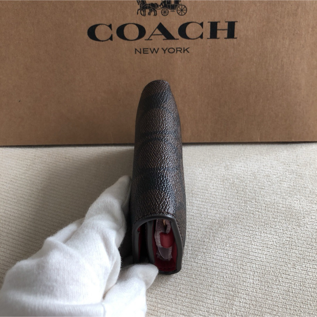 新品 COACH コーチ レザー ブラウンレッド 5連 キーケース キー 新品 COACH コーチ レザー ブラウンレッド 5連 キーケース キー