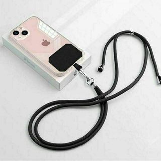 ラスト1点【挟むだけ】スマホショルダー スマホストラップ スマホホルダー 紐 黒(ネックストラップ)