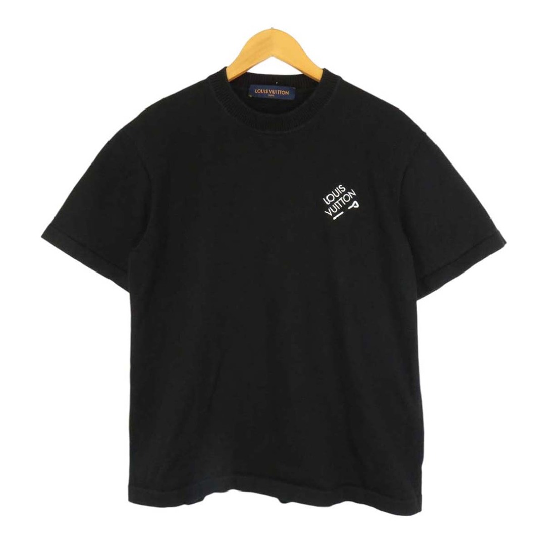 LOUIS VUITTON - ルイヴィトン シグネチャー ショートスリーブ ニット Tシャツ 1AATXH レディース ブラック LOUIS VUITTON 【中古】 【アパレル・小物】