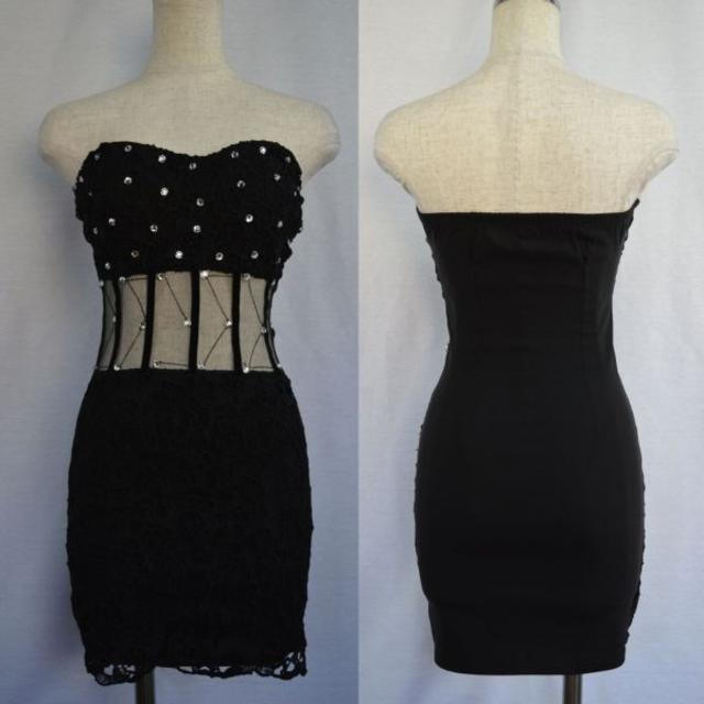 キャバドレス 95B ブラック ボディコン ドレス ミニ キャバ嬢 ミニワンピ  レディースのフォーマル/ドレス(ミニドレス)の商品写真