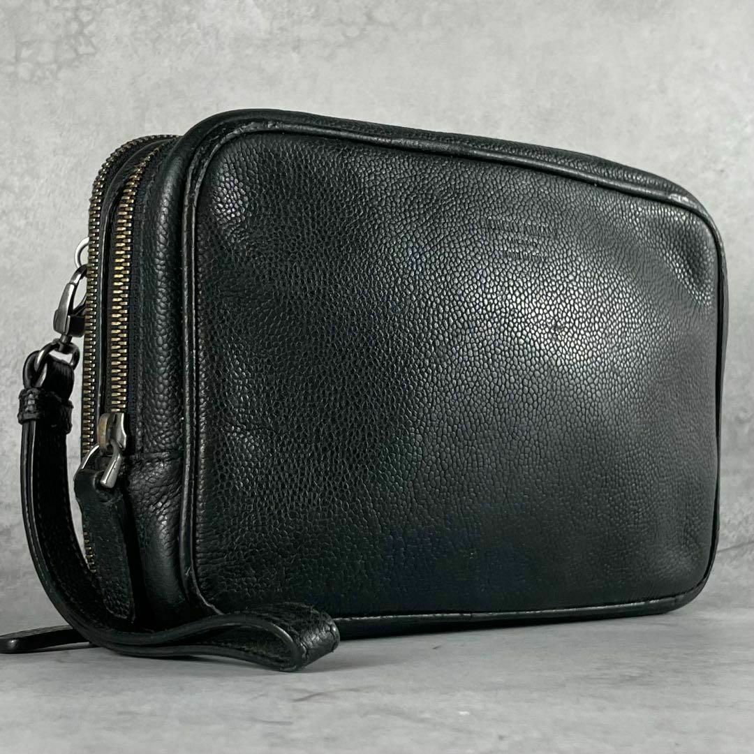 ジョルジオアルマーニ クラッチバッグ bag レザー ブラック 正そ ジョルジオアルマーニ クラッチバッグ bag レザー ブラック 正そ
