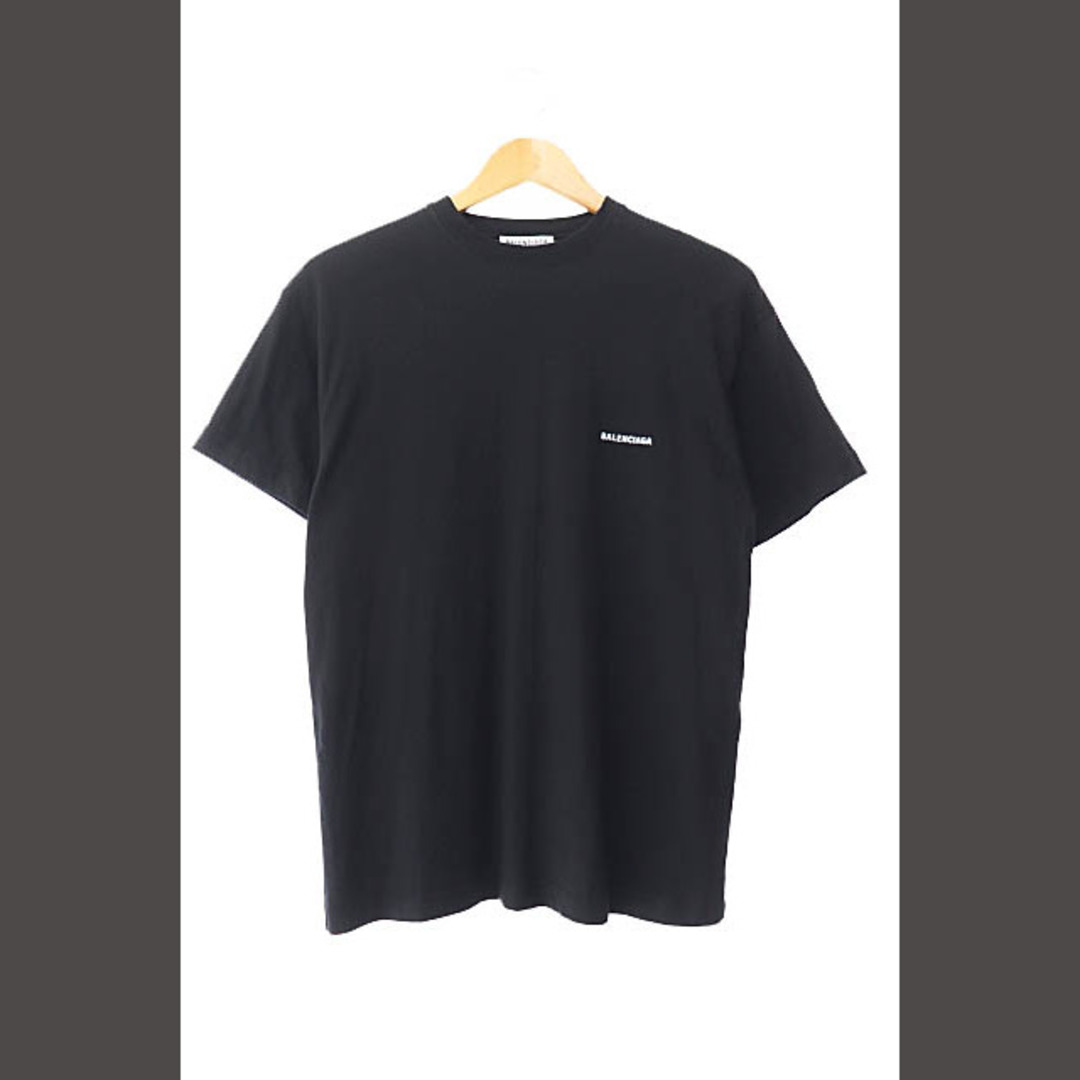 BALENCIAGA - バレンシアガ 2019年製 ミニ ロゴ プリント 半袖 Tシャツ S 黒ブラック