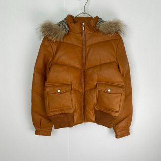 ダウンジャケット　2WAYレザーダウンジャケット ファー　ラム　Ｍ(ダウンジャケット)
