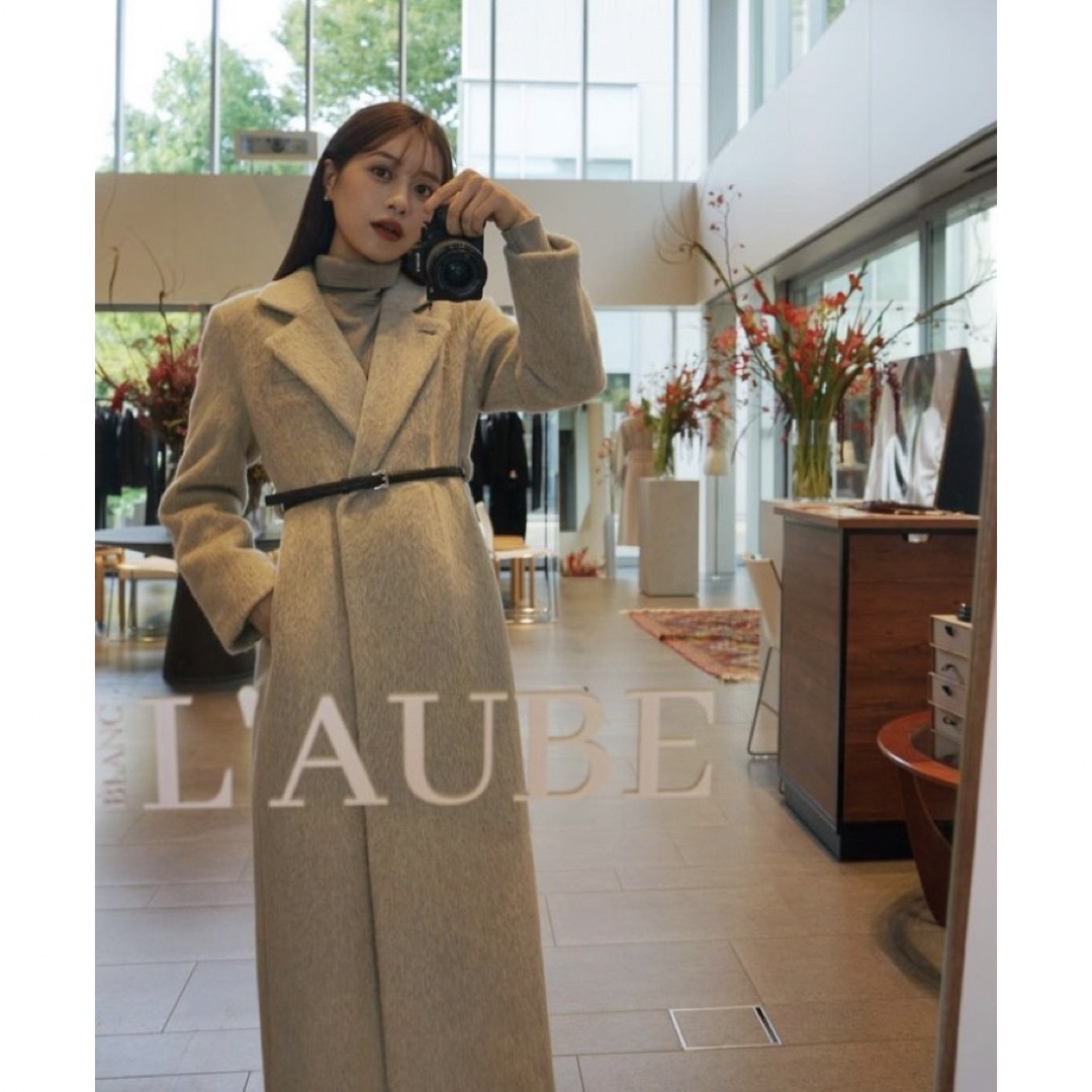 L'AUBE BLANC Belted Chester coat ローブブラン