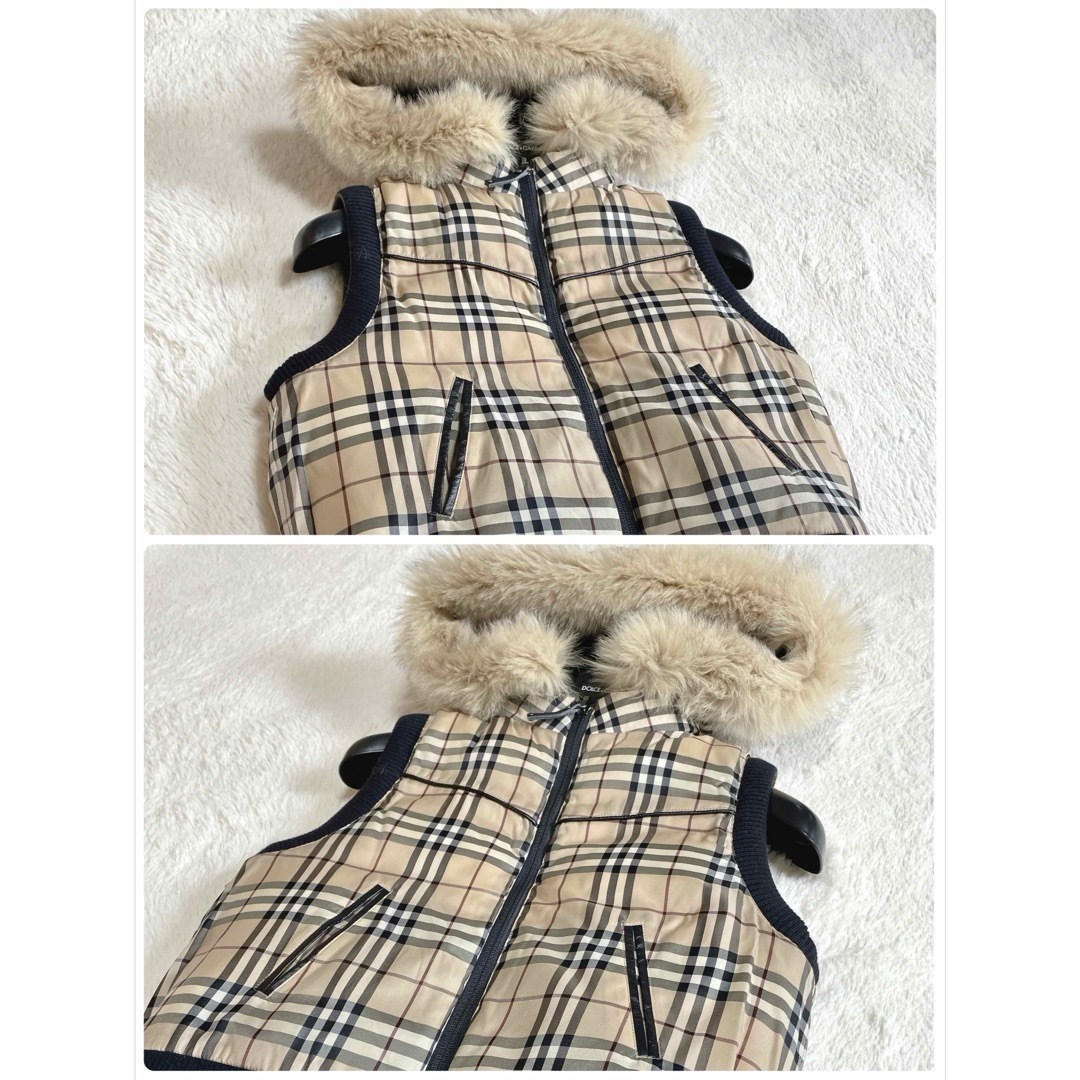 美品 BURBERRY ノバチェック ダウンベスト リバーシブル ファー 毛皮 美品 BURBERRY ノバチェック ダウンベスト リバーシブル ファー 毛皮