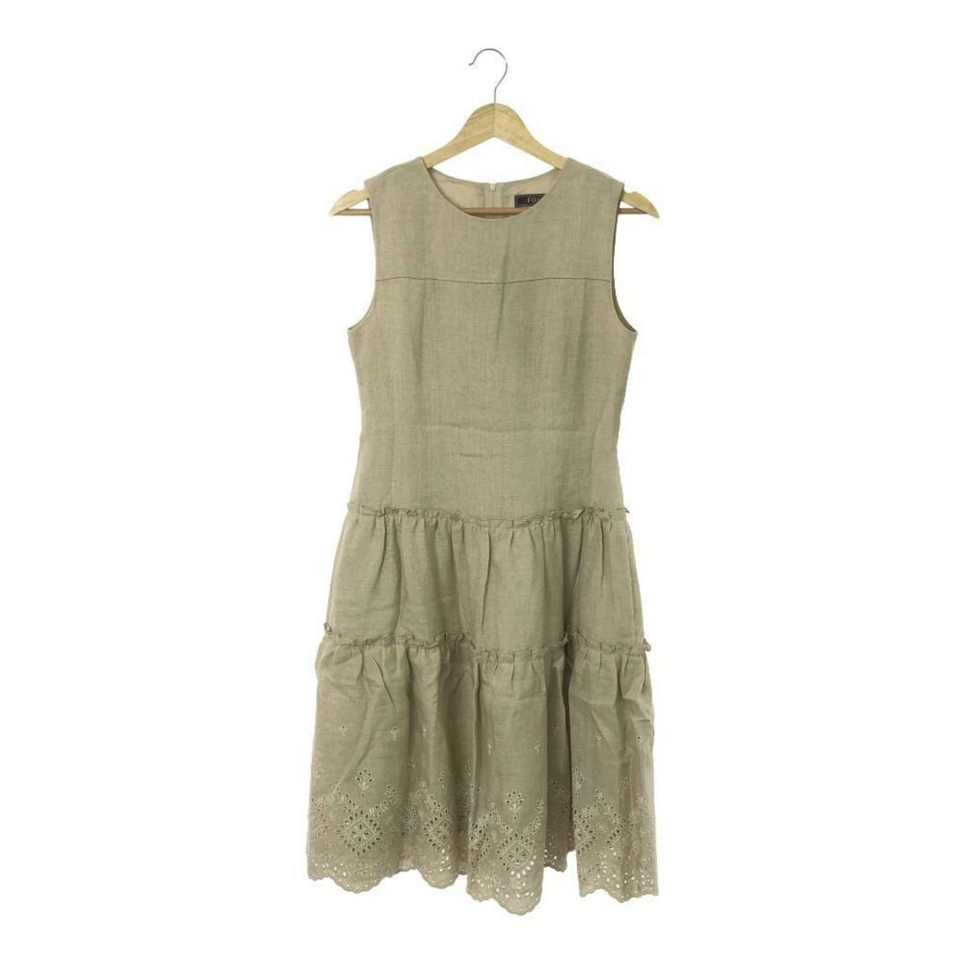 FOXEY - 美品 FOXEY フォクシー 38115 ガーデニア ワンピース 38 (S) 麻100％ ノースリーブ 膝下丈 ドレス レディース AM6074A65