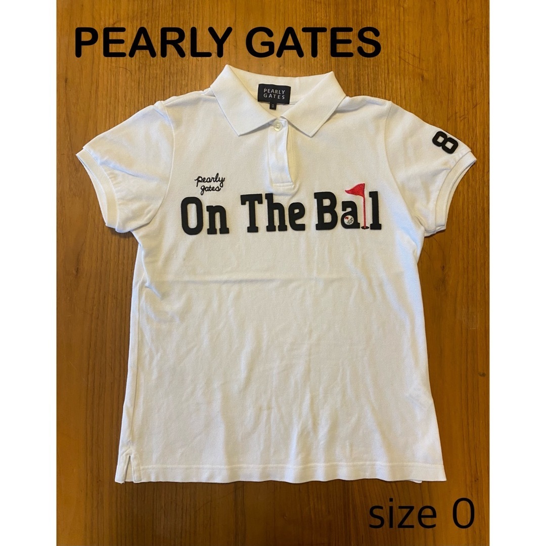 PEARLY GATES パーリーゲイツ 総柄 ポロシャツ size2/白x紺 PEARLY GATES パーリーゲイツ 総柄 ポロシャツ size2/白x紺