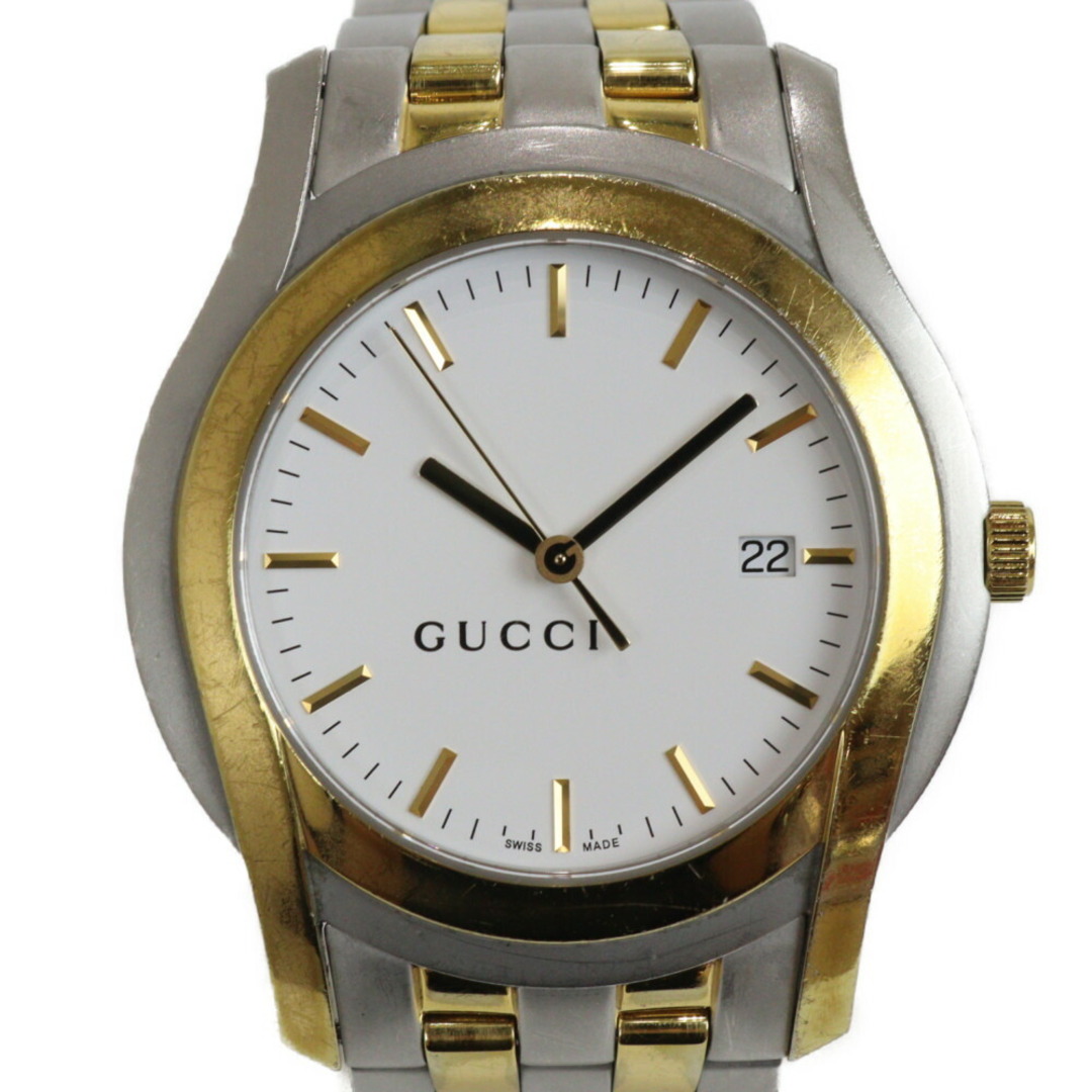 【驚きの値段で】 GUCCI - GUCCI グッチ 5500XL クオーツ デイト SS ゴールド 男性用
