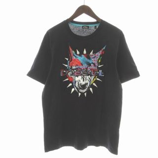 ディーゼル(DIESEL)のDIESEL Tシャツ カットソー 半袖 クルーネック S 黒 マルチカラー(Tシャツ/カットソー(半袖/袖なし))