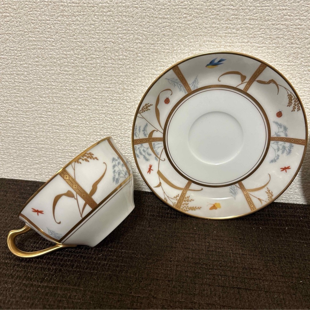 大倉陶園 - 大倉陶園 稲穂 金彩金蝕 ティー カップ&ソーサー 大倉陶園 - 大倉陶園 稲穂 金彩金蝕 ティー カップ&ソーサー