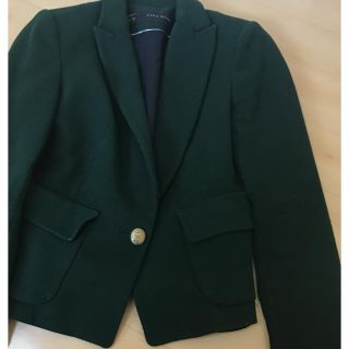 ZARA テーラードジャケット ダブルジャケット グリーンスーツ
