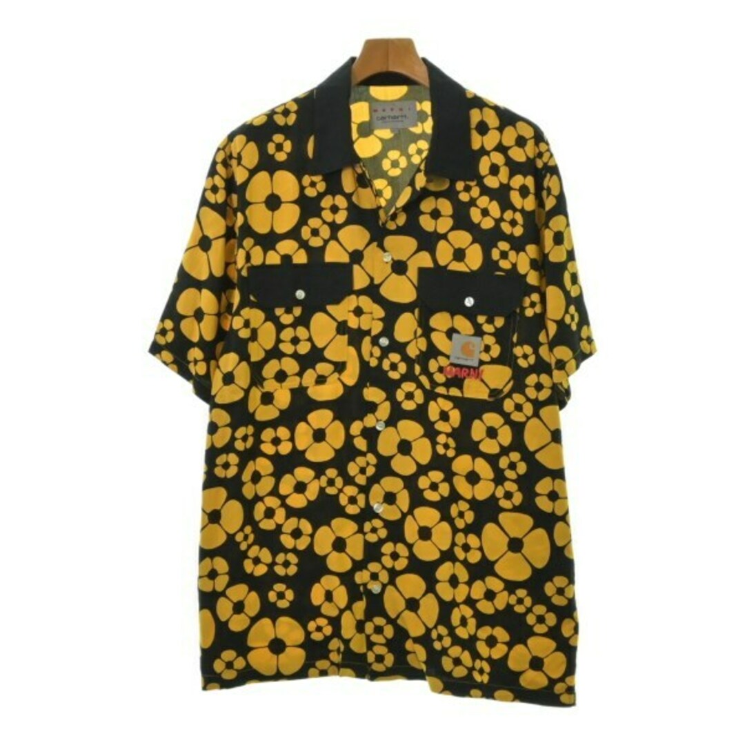 MARNI - MARNI マルニ カジュアルシャツ M 黒x黄(花柄) 【古着 MARNI - MARNI マルニ カジュアルシャツ M 黒x黄(花柄) 【古着