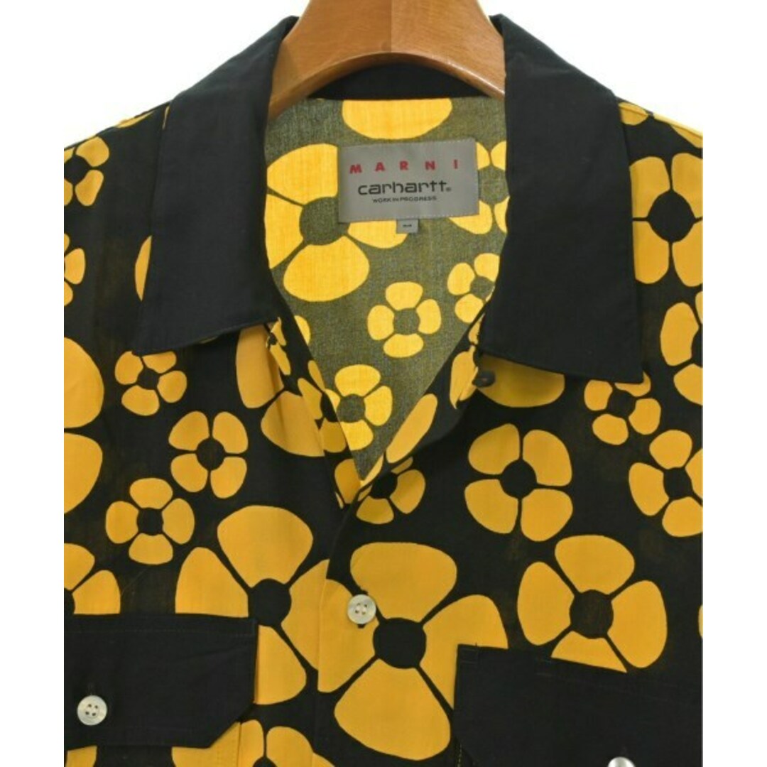 MARNI - MARNI マルニ カジュアルシャツ M 黒x黄(花柄) 【古着 MARNI - MARNI マルニ カジュアルシャツ M 黒x黄(花柄) 【古着