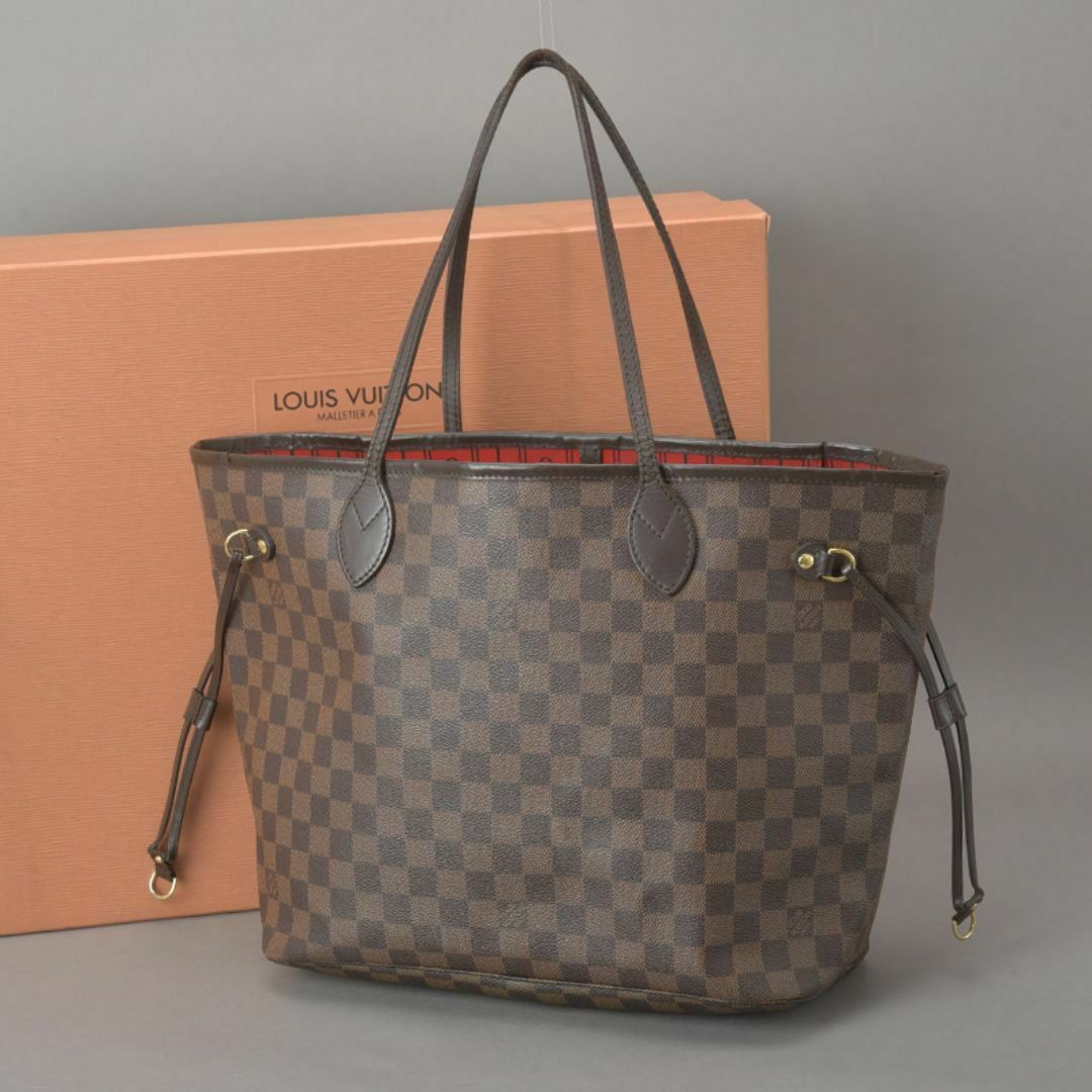 LOUIS VUITTON - ルイヴィトン◇ネヴァーフルMM トートバッグ ダミエ レザー 茶 ショルダー